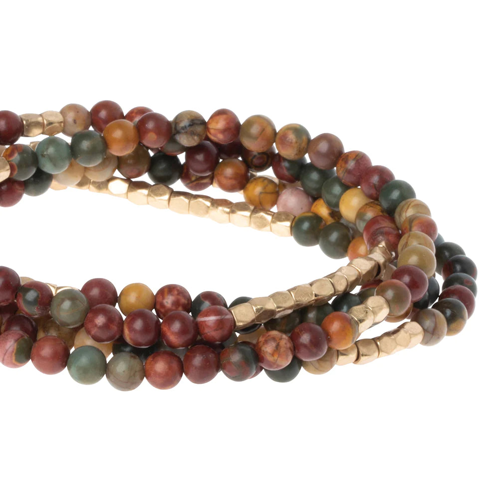 Scout Curated Wears Scout Curated Wears - Stone Wrap Bracelet/Necklace - Majestic Jasper/Gold - Stone Of Serenity available at The Good Life Boutique
