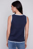Charlie B Charlie B - Crew-Neck Knit Cami-Crochet Edges - Navy available at The Good Life Boutique