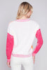 Charlie B Charlie B - Reverse Print Colorblock Sweater - Tangerine available at The Good Life Boutique