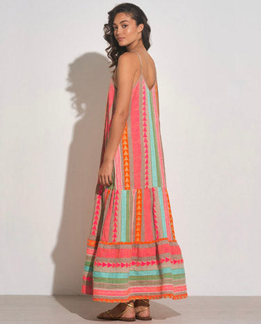 Elan Elan - Maxi Spag Straps Tiered - Neon Multi available at The Good Life Boutique