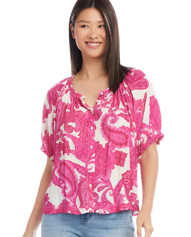 Karen Kane, Inc Karen Kane - Pretty In Pink - S/S Peasant Top - PAI available at The Good Life Boutique