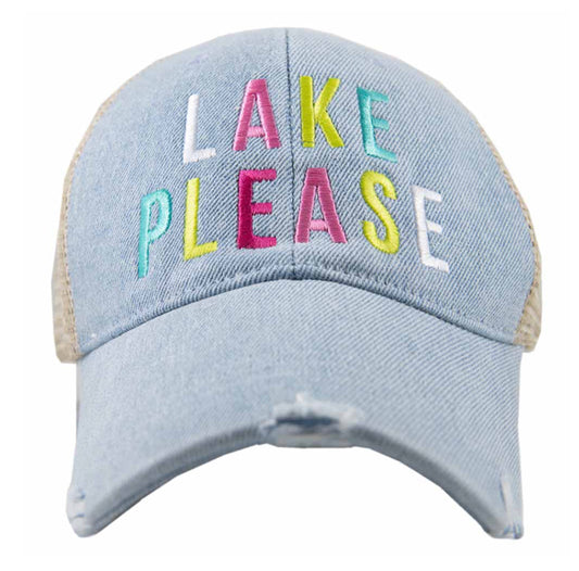 Katydid Lake Please Denim Trucker Hat - Denim Blue available at The Good Life Boutique