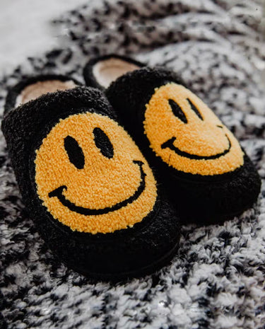 Katydid Happy Face Slippers - Black available at The Good Life Boutique