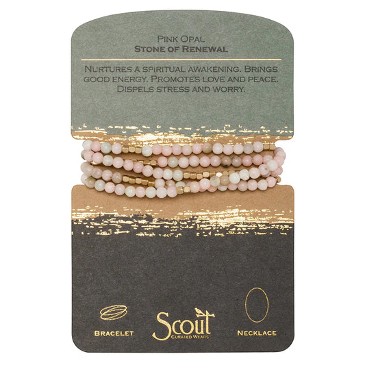 Scout Curated Wears Scout Curated Wears - Stone Wrap Bracelet/Necklace - Pink Opal/Gold - Stone Of Renewal available at The Good Life Boutique