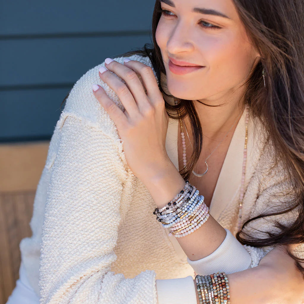 Scout Curated Wears Scout Curated Wears - Stone Wrap Bracelet/Necklace - Pink Opal/Gold - Stone Of Renewal available at The Good Life Boutique