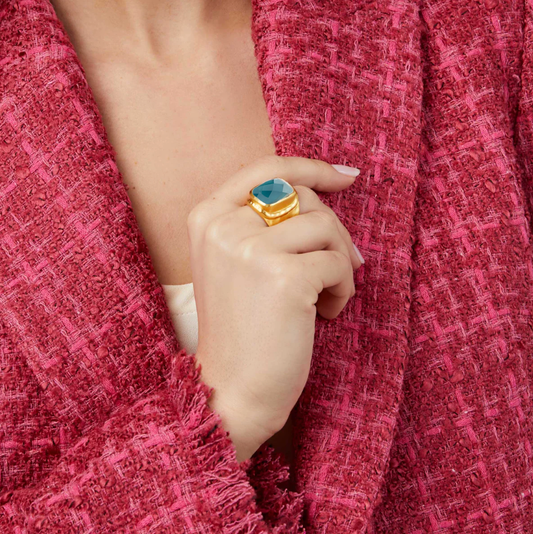 Julie Vos Julie Vos - Tudor Statement Ring - Iridescent Peacock Blue available at The Good Life Boutique