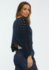 Zaket & Plover Zaket & Plover - Holey Shrug - Navy available at The Good Life Boutique