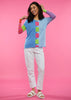 Zaket & Plover Zaket & Plover - Intarsia Squares Sweater - Chambray available at The Good Life Boutique