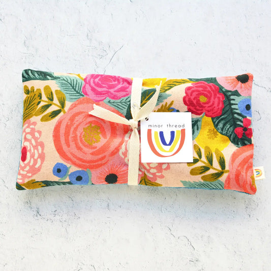 Minor Thread Juliet Rose Floral In Pink Canvas Oversized Eye Pillow - Lavender available at The Good Life Boutique