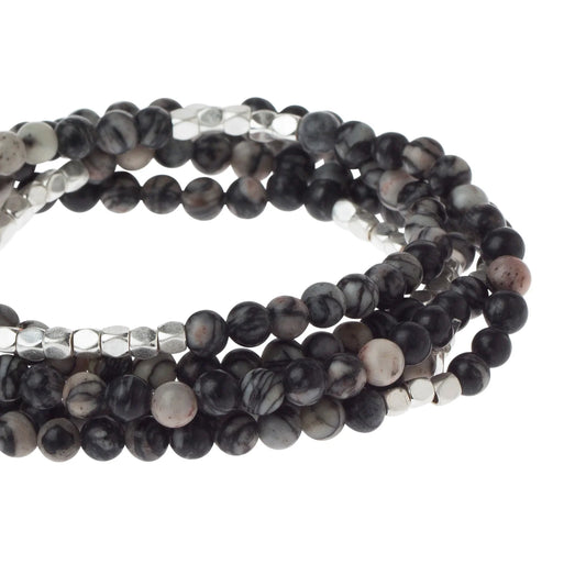 Scout Curated Wears Scout Curated Wears - Stone Wrap Bracelet/Necklace - Black Network Agate - Stone of Inner Stability available at The Good Life Boutique
