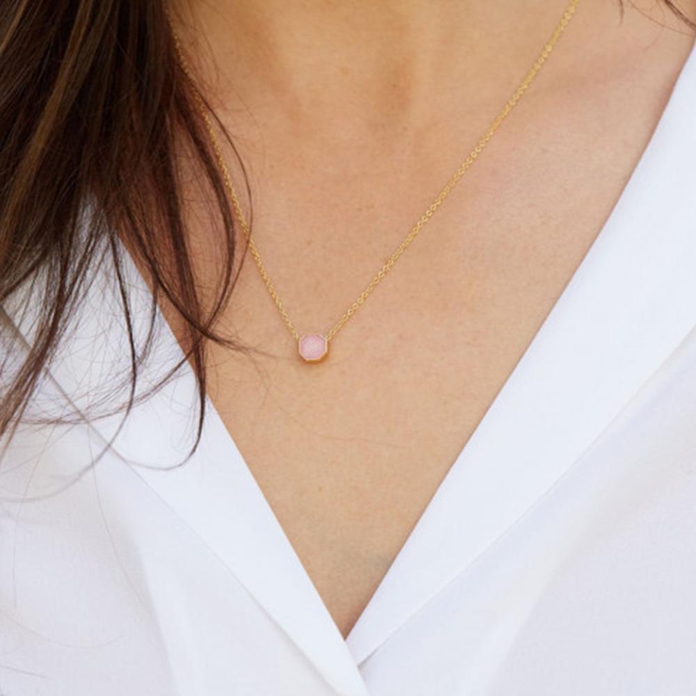 Gorjana Power Gemstone Charm Adjustable Necklace - Rose Quartz available at The Good Life Boutique