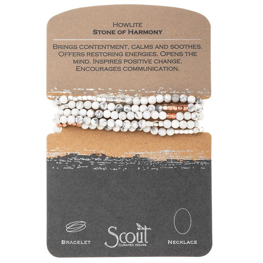 Scout Curated Wears Scout Curated Wears - Stone Wrap Bracelet/Necklace - Howlite - Stone of Harmony available at The Good Life Boutique
