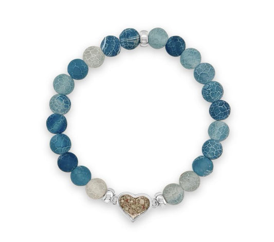 Dune Jewelry Dune Jewelry - Heart Beaded Bracelet - Weathered Agate - LBI Sand available at The Good Life Boutique