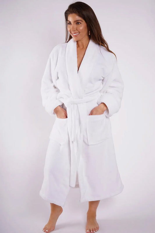 LA Trading Co Luxe Plush Robe - More Issues Than Vogue - White available at The Good Life Boutique