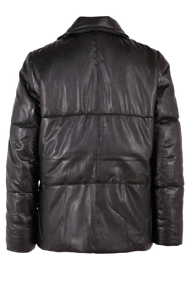 Mauritius Mauritius - Evia CF Lambskin Leather Puffer Jacket - Black available at The Good Life Boutique