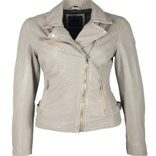 Mauritius Mauritius - Sofia 4 RF Woman's Leather Jacket - Off White available at The Good Life Boutique
