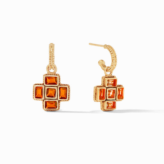 Julie Vos Julie Vos - Savoy Hoop & Charm Earring Gold Coral available at The Good Life Boutique