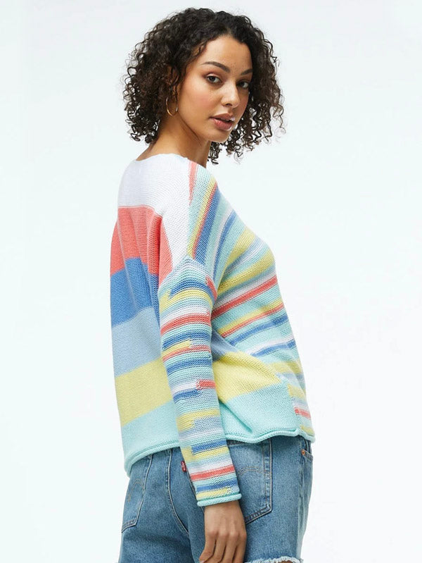 Zaket & Plover Zaket & Plover - Varigated Stripe Sweater - Aqua available at The Good Life Boutique