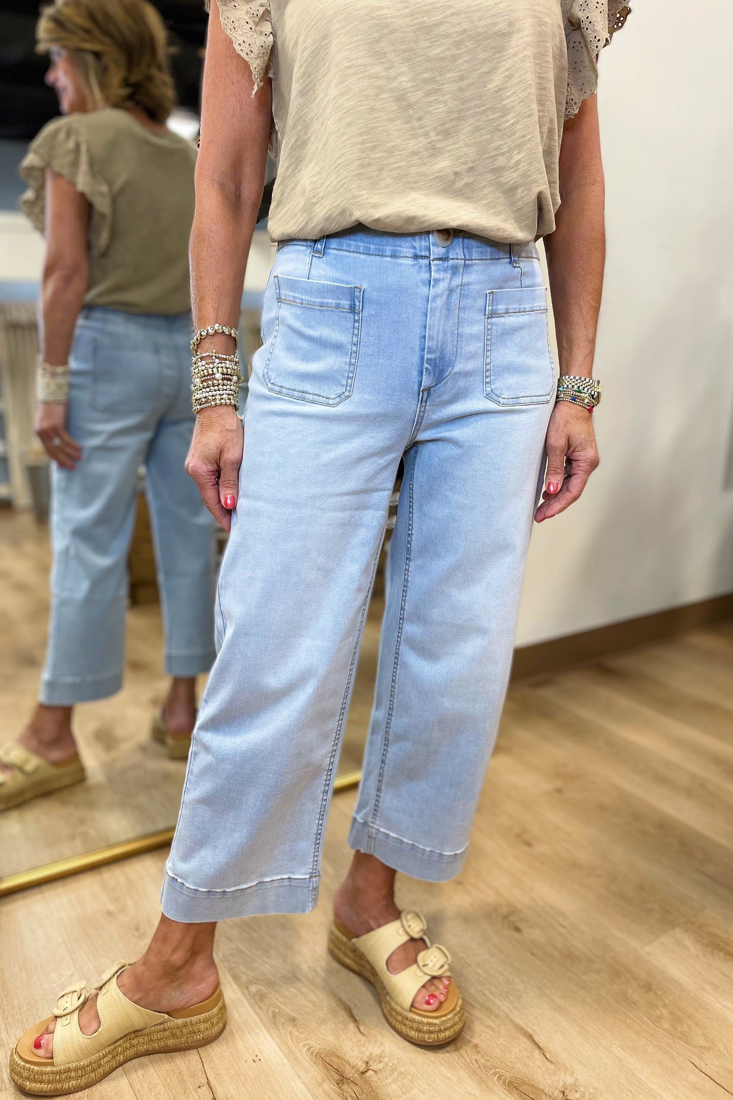 Renuar Collection Renuar - Woven Pant - Bleached available at The Good Life Boutique