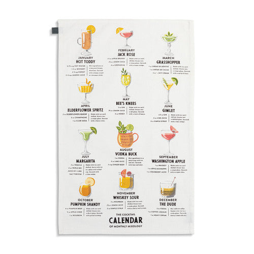 Demdaco Cocktail Calendar Cotton Twill Kitchen Towel available at The Good Life Boutique