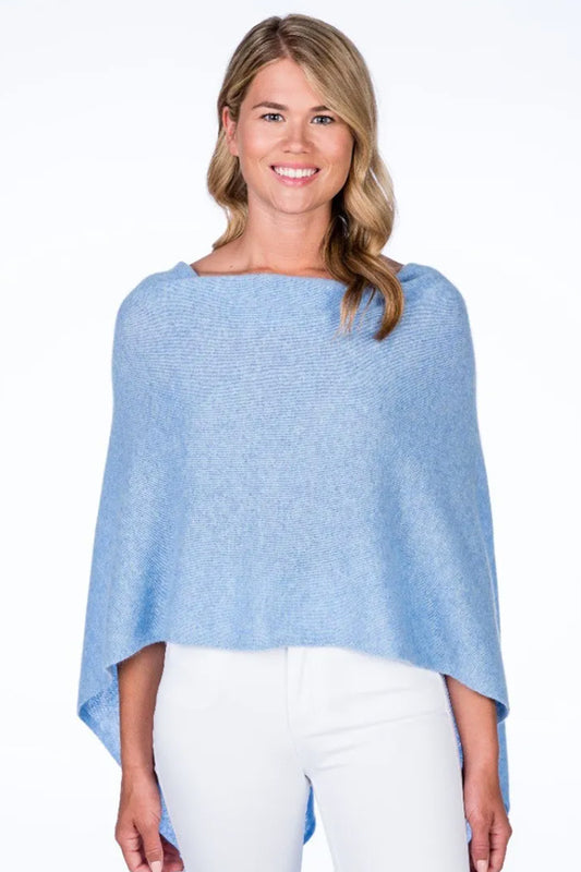 Alashan Cashmere Company 100% Cashmere Draped Dress Topper - Sky available at The Good Life Boutique