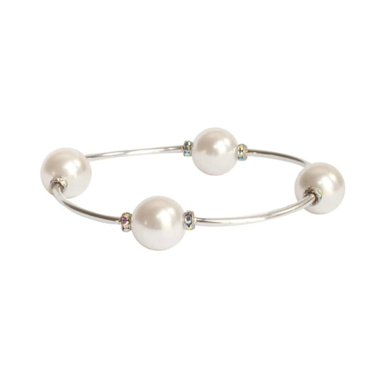 Made As Intended 12mm Crystal White Pearl Blessing Bracelet - Silver Links available at The Good Life Boutique