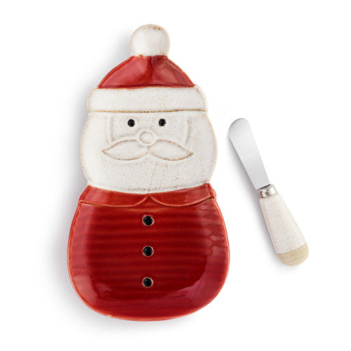 Demdaco Snow Day Santa Plate w/Spreader Set available at The Good Life Boutique