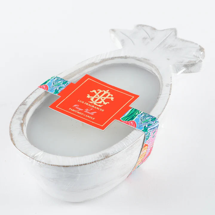 Lux Fragrances Orange Vanilla Whitewashed Pineapple Bowl available at The Good Life Boutique