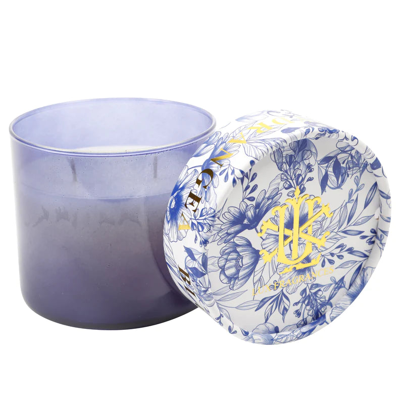 Lux Fragrances Blue Hydrangea 15oz 2-Wick Glass Jar Candle available at The Good Life Boutique