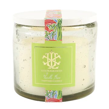 Lux Fragrances Vanilla Bean 13.5oz Clear Glass With Wine Lid available at The Good Life Boutique
