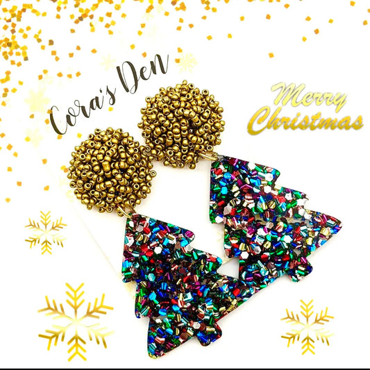 Cora's Den Christmas Tree Earrings available at The Good Life Boutique
