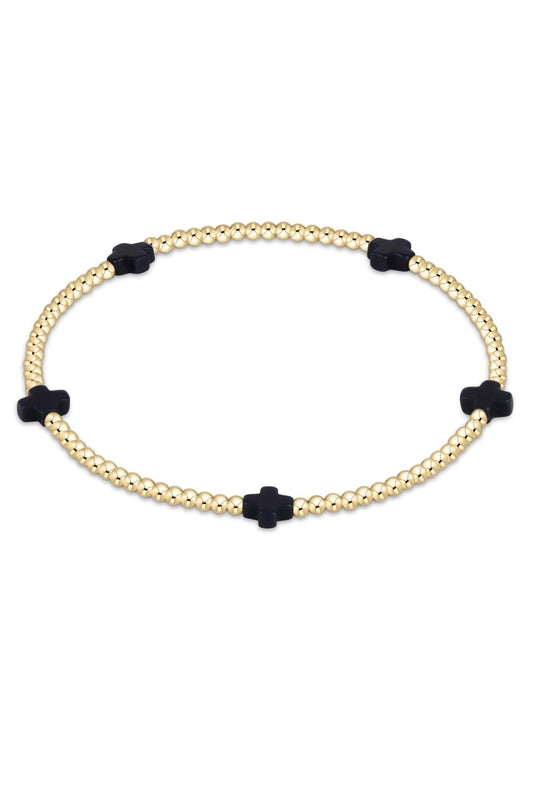 enewton design Enewton - Signature Cross Small 2mm Gold Bracelet - Navy available at The Good Life Boutique