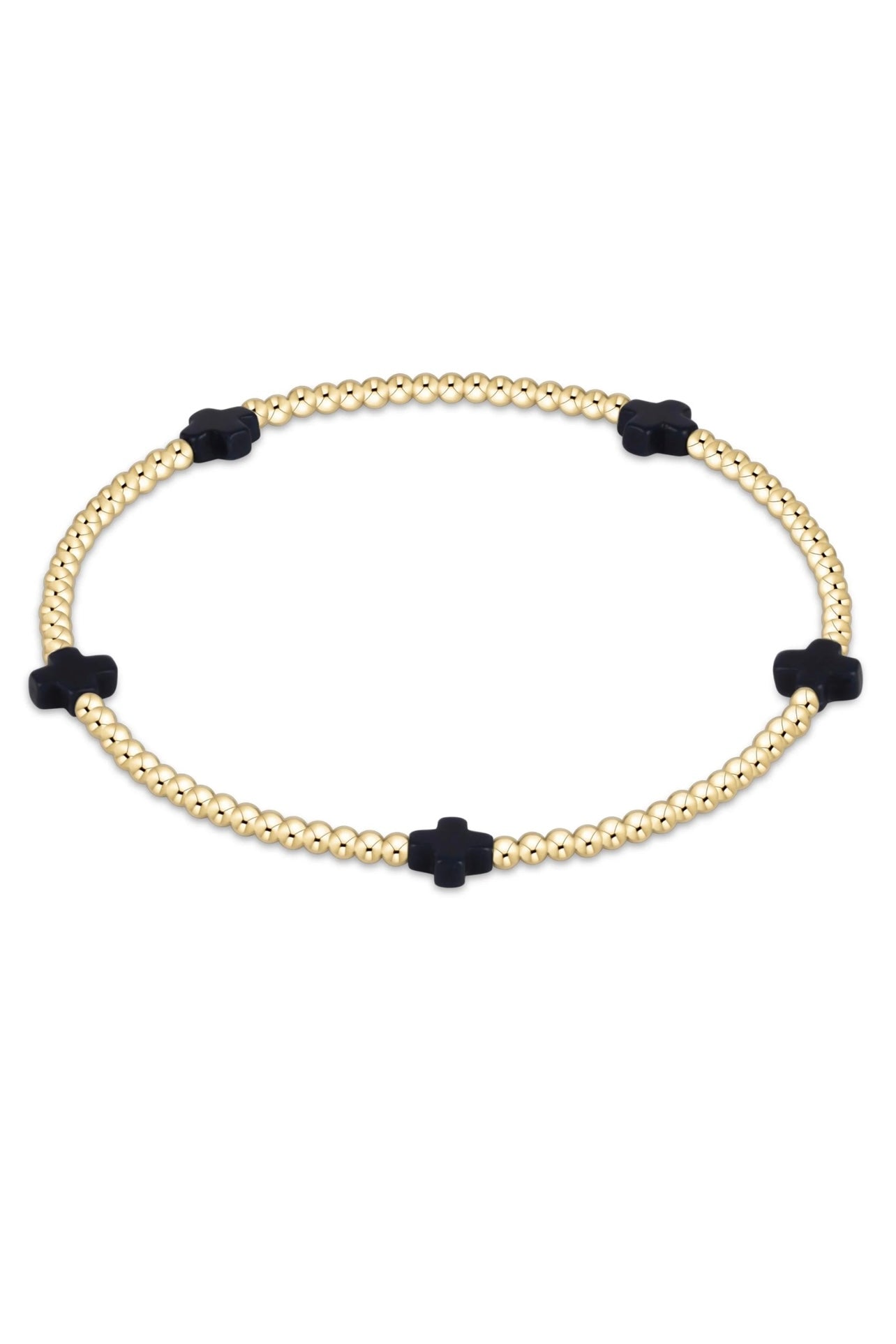 enewton design Enewton - Signature Cross Small 2mm Gold Bracelet - Navy available at The Good Life Boutique