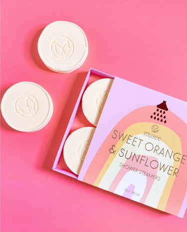 Musee Bath Sweet Orange & Sunflower Shower Steamers available at The Good Life Boutique