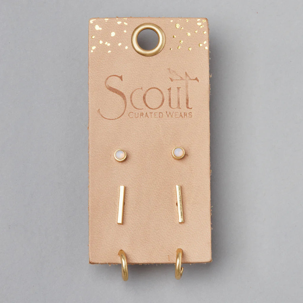 Scout Curated Wears Scout Curated Wears - Scarlett Stud Trio - Gold. (Opalite) available at The Good Life Boutique