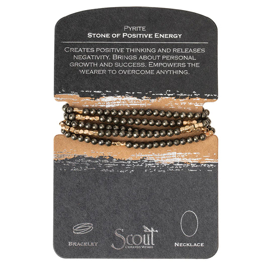 Scout Curated Wears Scout Curated Wears - Stone Wrap Bracelet/Necklace - Pyrite/Gold - Stone Of Positive Energy available at The Good Life Boutique
