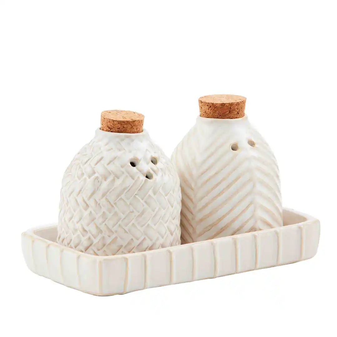 Mud Pie Textured Stoneware S P Set available at The Good Life Boutique