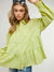 Davi&Dani Button Placket Layered Ruffle Hem Shirts Blouse - Lime available at The Good Life Boutique