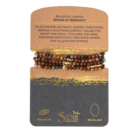 Scout Curated Wears Scout Curated Wears - Stone Wrap Bracelet/Necklace - Majestic Jasper/Gold - Stone Of Serenity available at The Good Life Boutique
