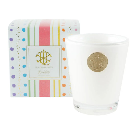 Lux Fragrances Bubbles Celebration - Designer Box - 8 oz Candle available at The Good Life Boutique