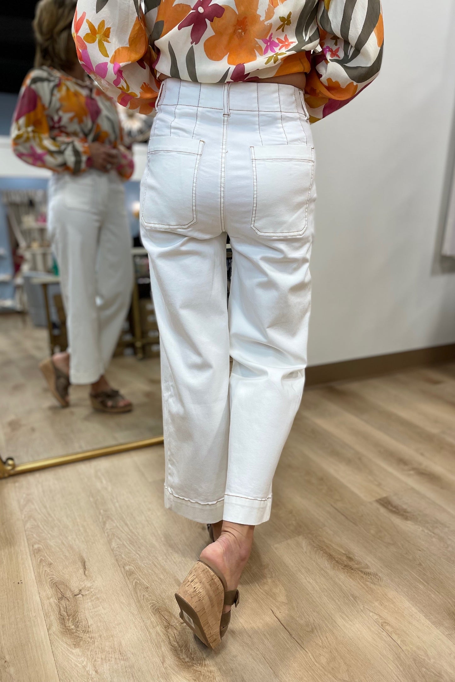 Renuar Collection Renuar - Woven Pant - White available at The Good Life Boutique