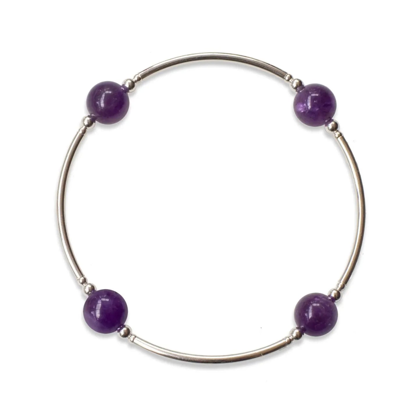 Made As Intended 8mm Amethyst Blessing Bracelet - Silver Links available at The Good Life Boutique