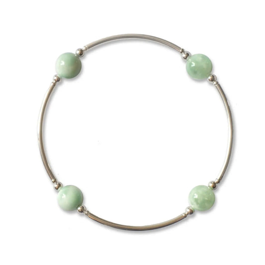 Made As Intended 8mm Green Angelite Blessing Bracelet - Silver Links available at The Good Life Boutique