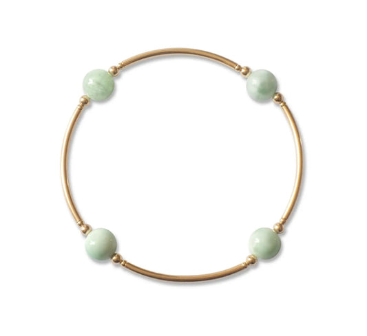 Made As Intended 8mm Green Angelite Blessing Bracelet With Silver Links available at The Good Life Boutique