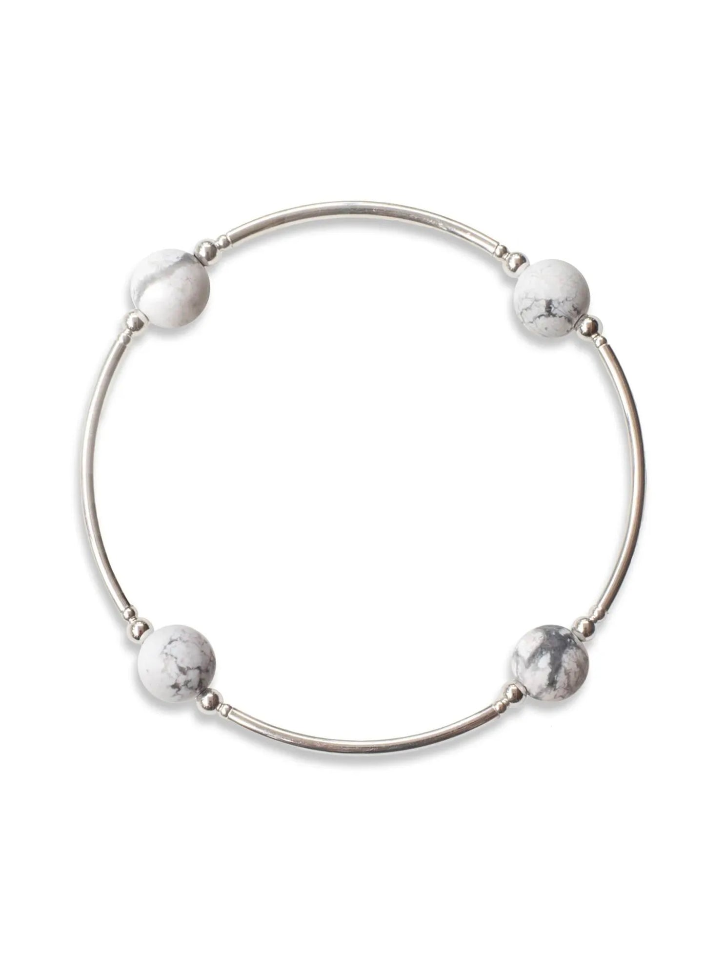 Made As Intended 8mm Howlite Blessing Bracelet available at The Good Life Boutique