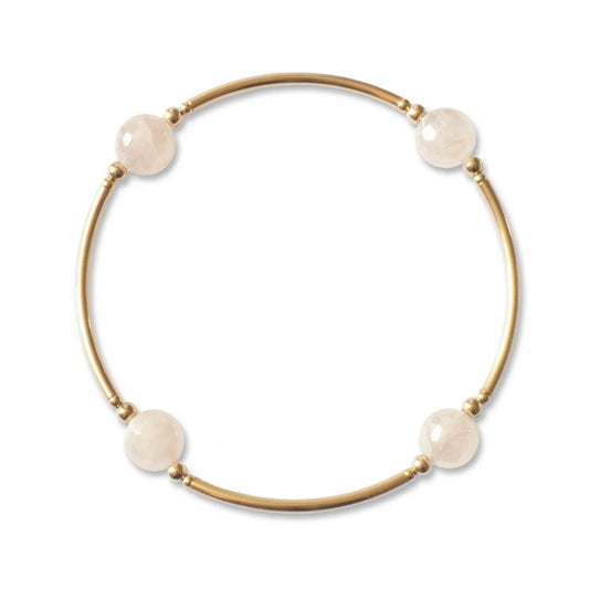 Made As Intended 8mm Mystic Coated Faceted Rose Quartz Blessing Bracelet - Gold Links available at The Good Life Boutique