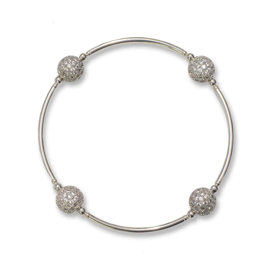 Made As Intended 8mm Pave Silver Blessing Bracelet available at The Good Life Boutique