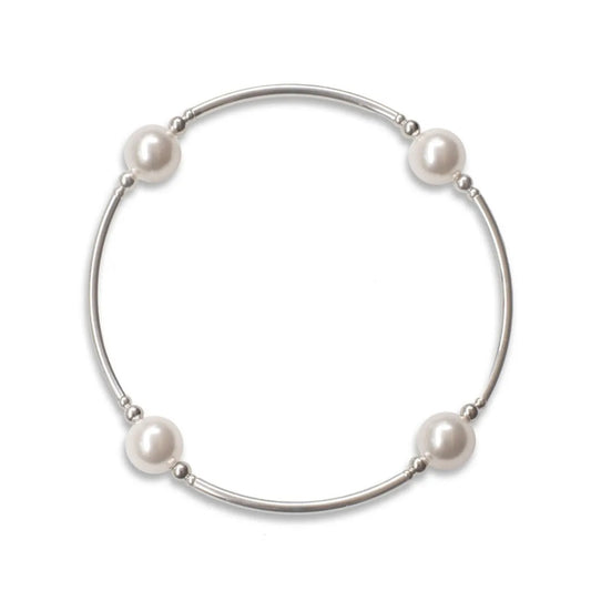 Made As Intended 8mm White Pearl Blessing Bracelet - Silver Links available at The Good Life Boutique