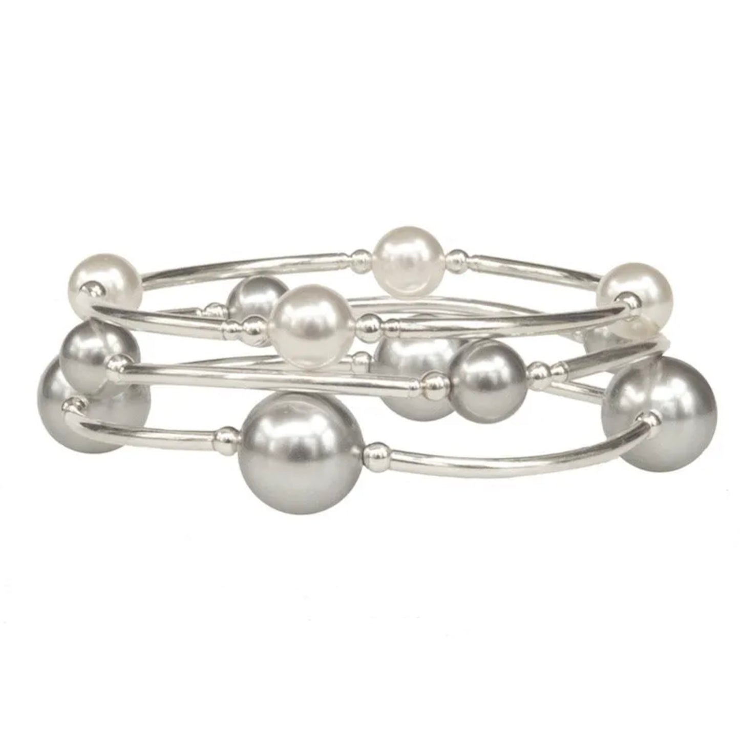 Made As Intended 8mm White Pearl Blessing Bracelet - Silver Links available at The Good Life Boutique