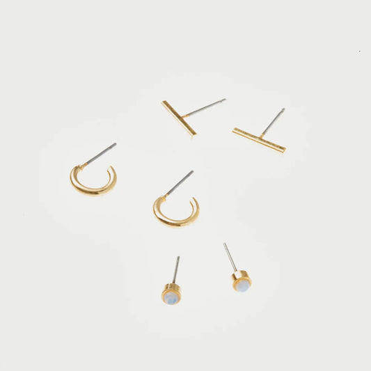 Scout Curated Wears Scout Curated Wears - Scarlett Stud Trio - Gold. (Opalite) available at The Good Life Boutique